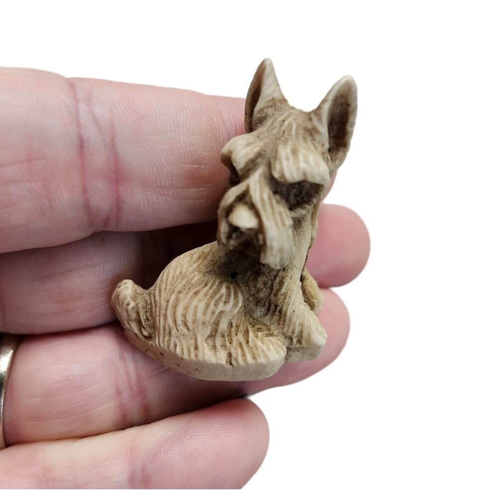 Vintage Scottie Dog Figurine Signed Cream Knick Knack